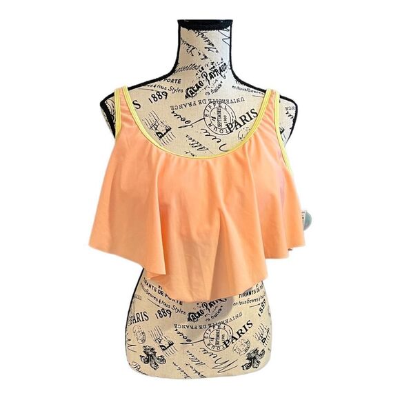 NWT Ruffled Peach Colored Tankini Top Size 1X - Picture 3 of 8